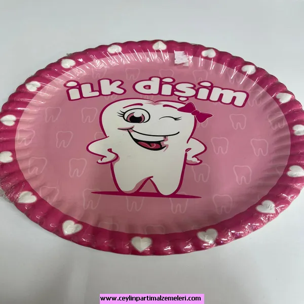 İlk Diş Pembe Temalı Karton Tabak